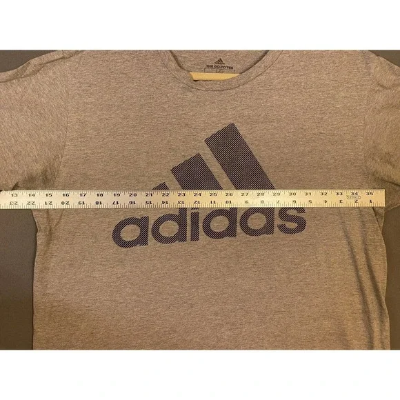 Adidas Big Center Logo Amplifier 3 Lines T-shirt L Large Grey Gray Black - Picture 7 of 10